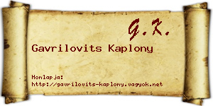 Gavrilovits Kaplony névjegykártya